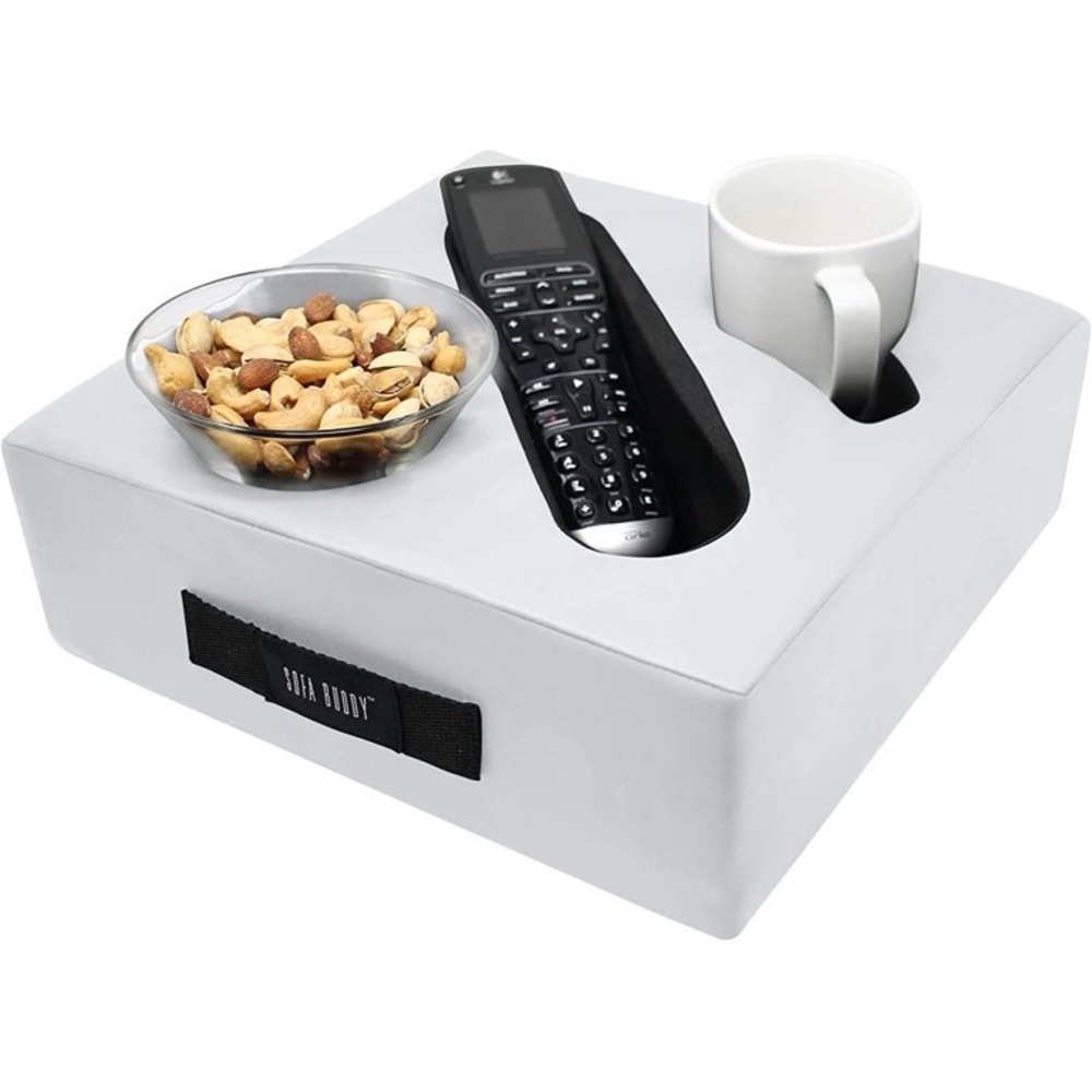 Sofa Buddy White Faux Leather Couch Cup Holder | Discontinued